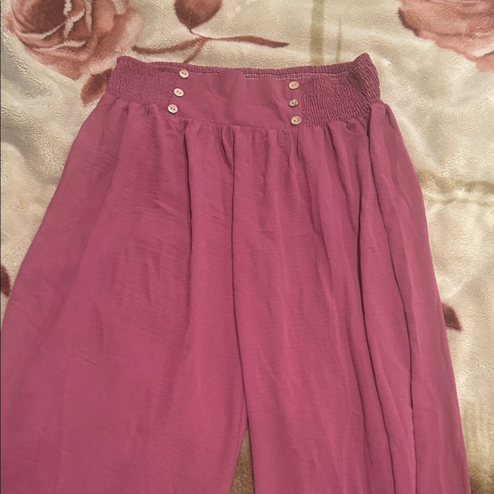 Anna Pink High-Waisted Pants